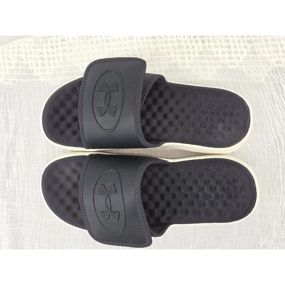 Under Armour UA Ignite Pro 8 Slide Sandals Black White Men 9D 6000337-022